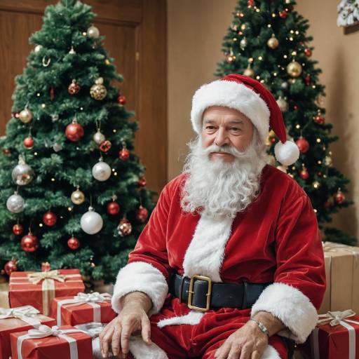 Santa Claus Sitting by the Christmas Tree