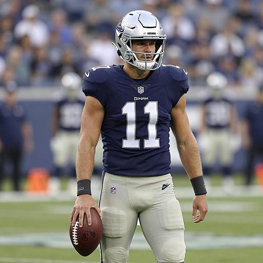 Focused American Football Player in Action