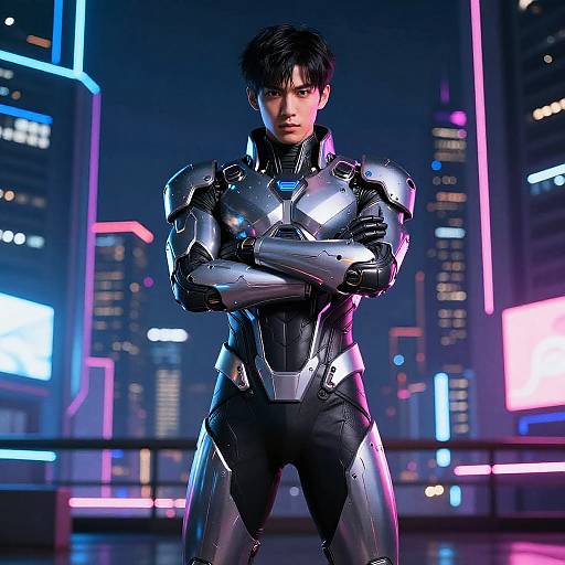 Futuristic Leader in Neon Cyberpunk