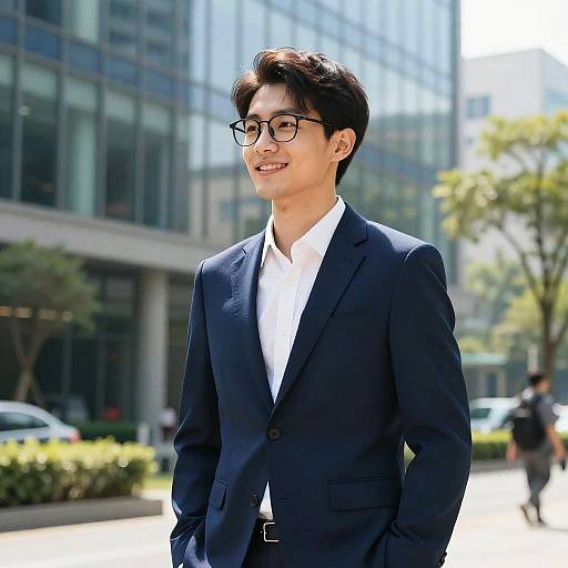 Confident Young Professional in Navy Suit