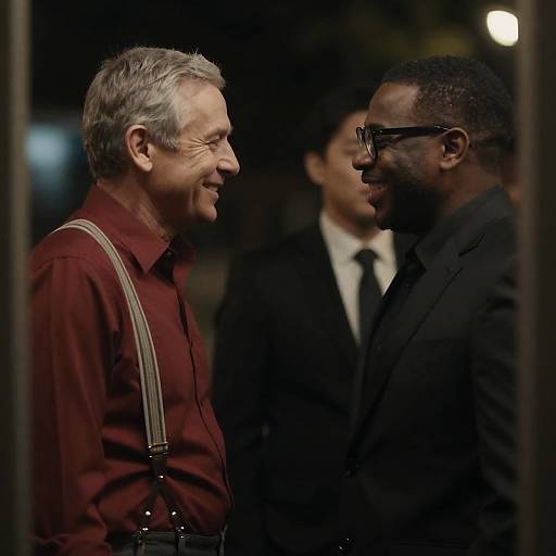 Nighttime Window Portrait of Three Men