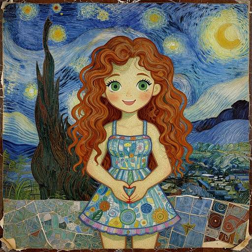 Van Gogh Style Redhead in Summer Dress