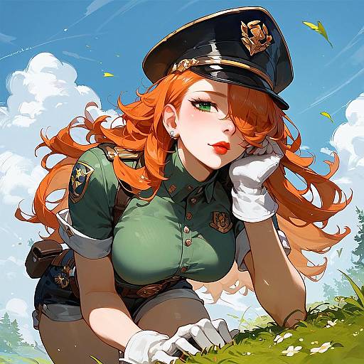 Jessica Ranger Leaning Forward in Uniform