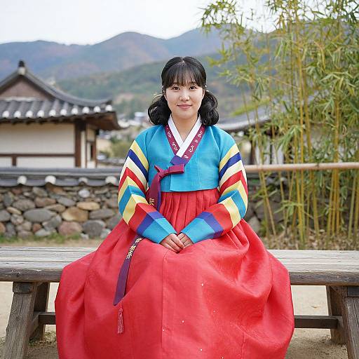Graceful Korean Woman in Traditional Hanbok