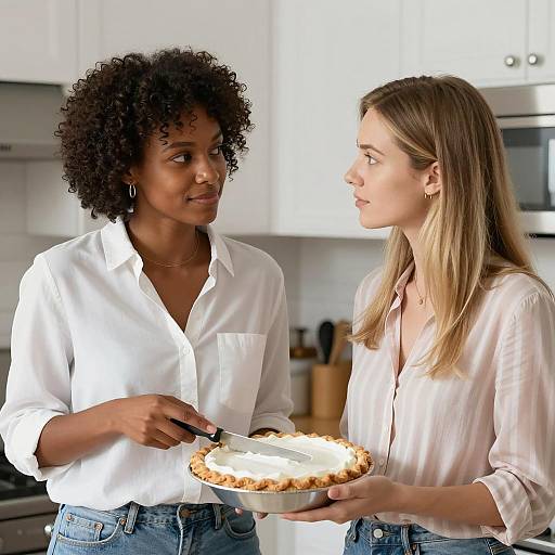 Women Baking Together in a Cozy Kitchen