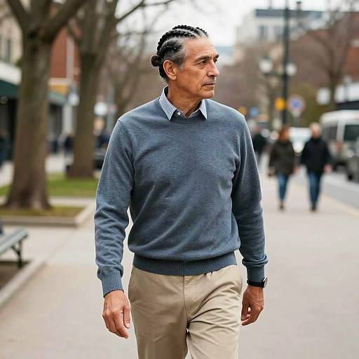 Senior Man with Cornrow Bun Style