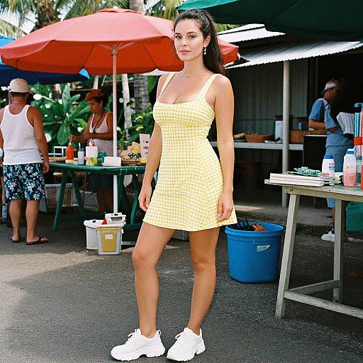 Summer Market Style in Gingham Dress