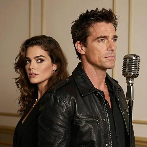 Vintage Microphone Portrait of Couple