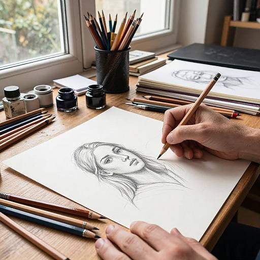 Cozy Artist Studio Sketching Scene