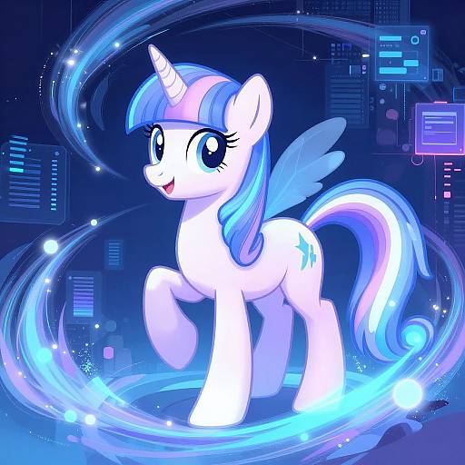 Dynamic Pony in Cyber Fantasy Art
