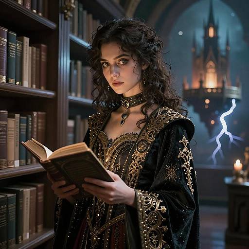 Enchanting Tokki Girl in a Magical Library