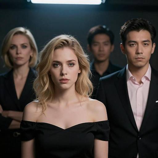 Serious Group Portrait in Dim Light