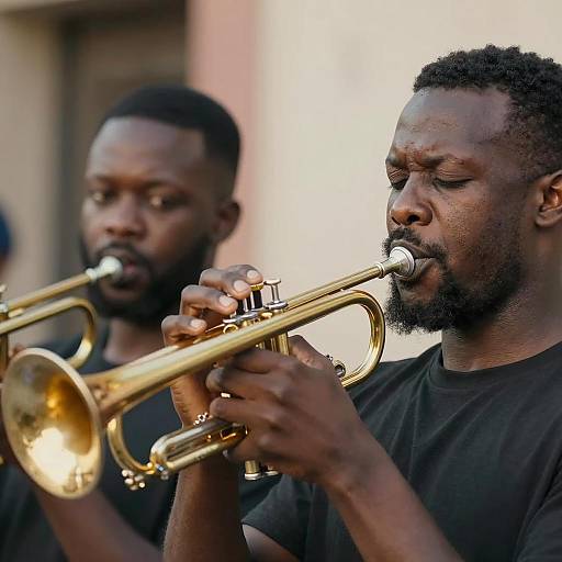 Two African American Men Playing Trumpets