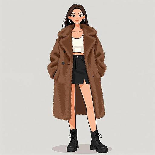 Street Style Woman in Oversized Fur