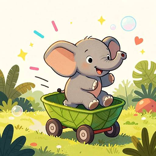 Energetic Baby Elephant in Jungle