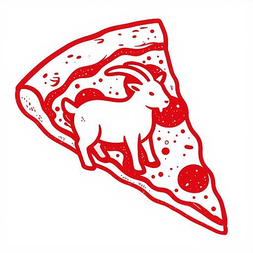 Geometric Goat on Pizza Slice Design