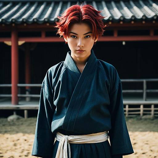 Young man in traditional Japanese clothing