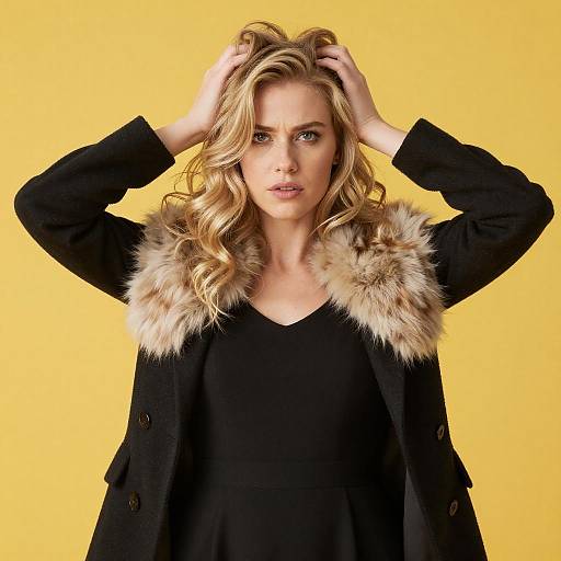 Confident Blonde Woman Against Yellow