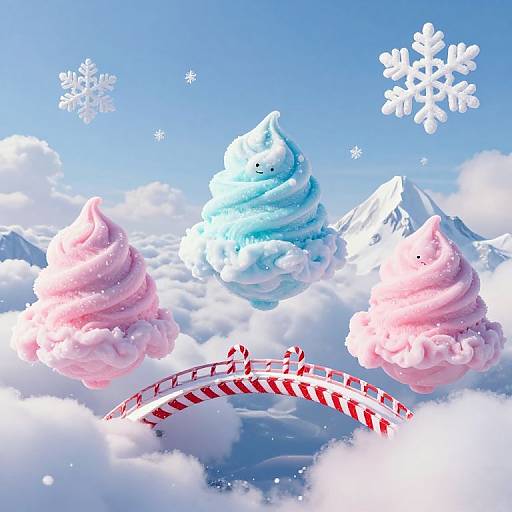 Whimsical Floating Mountains and Candy Bridges