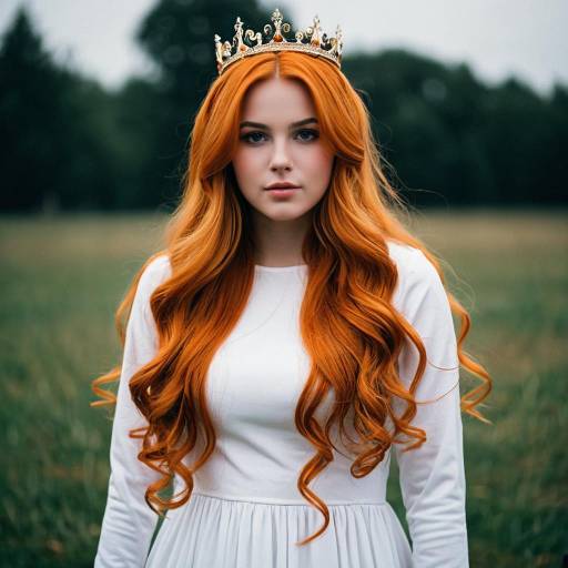 Redhead Woman Wearing Crown and White Dress