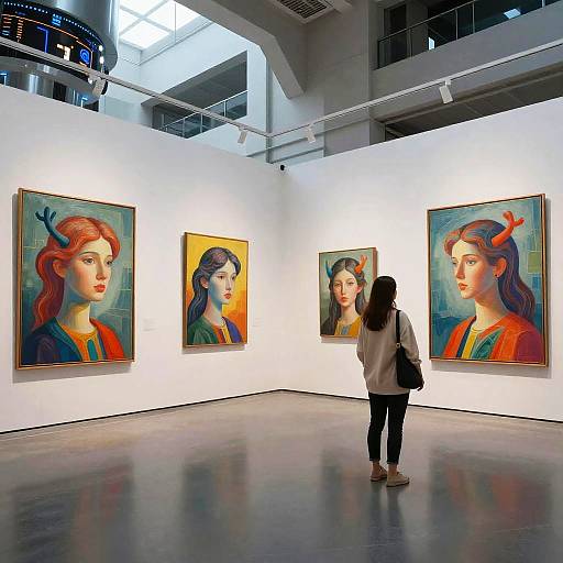 Futuristic Gallery with Digital Avatars