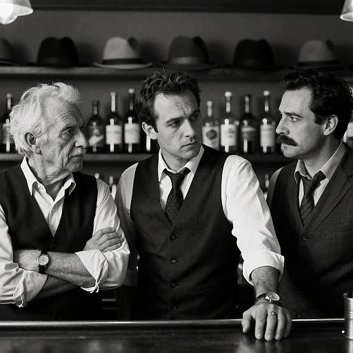 Candid Bar Scene of Three Men