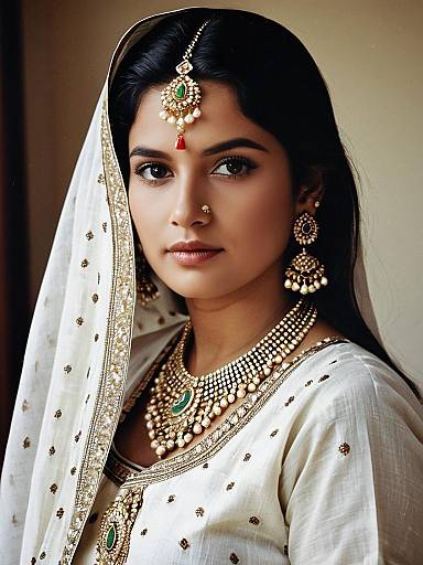 Close-up Headshot of Woman in Dhoti Suit