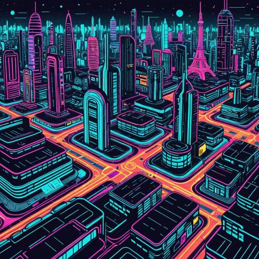 Futuristic Neon Cityscape Illustration