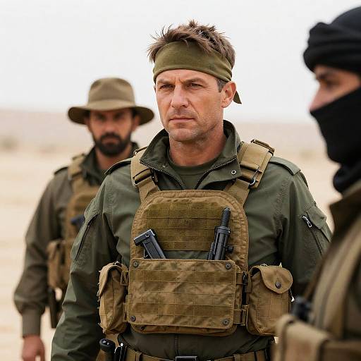 Military Man in Desert Tactical Gear