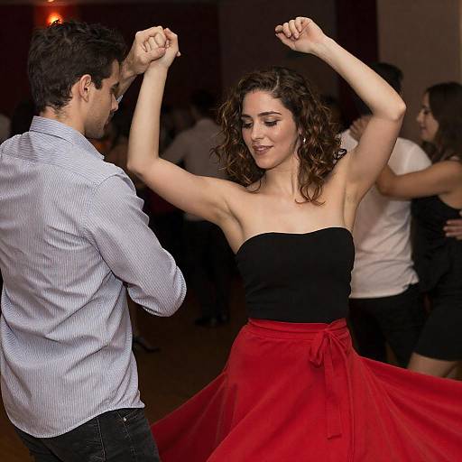 Elegant Dance Scene with Flowing Skirt