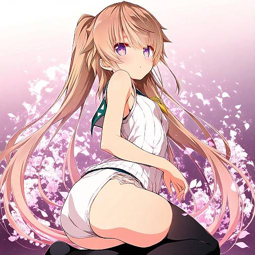 Illustration of Arisaka mashiro, ao no kanata no four rhythm in the style of Ooranokohaku