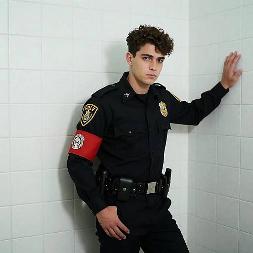 Serious Young Officer in Green Hue