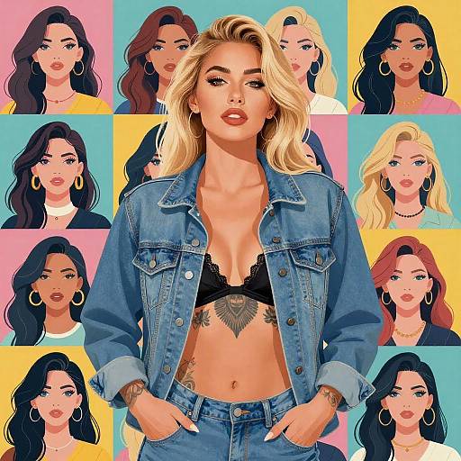 Confident Woman in Pop Art Style