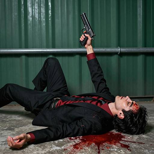 Dramatic Scene of a Fallen Man