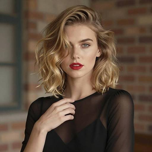 Seductive Woman in Sheer Black Top