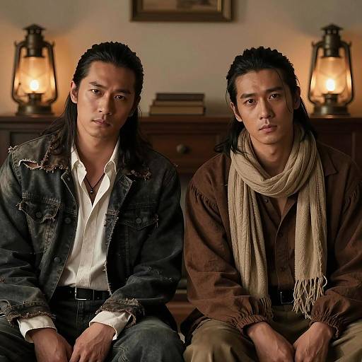 Portrait of Two Men Sitting Indoors