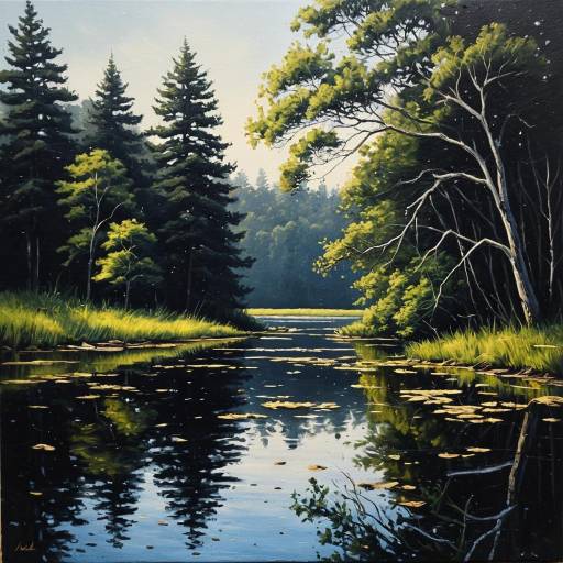 Serene Landscape in Oil Painting