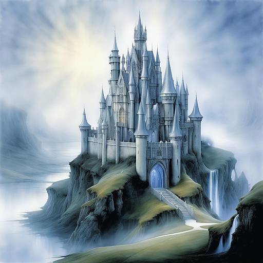 Isolated Fantasy Castle with Mist