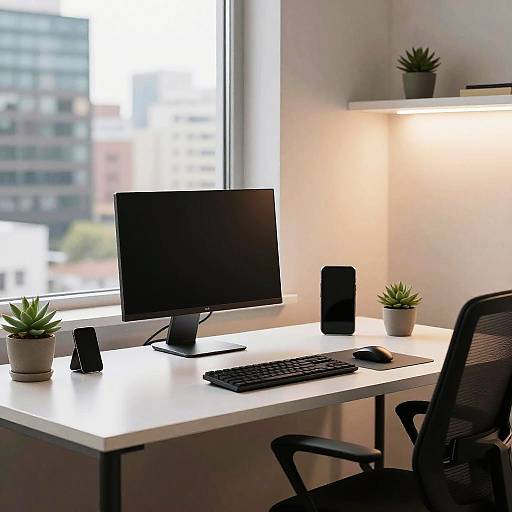 Minimalist Modern Workspace with City View
