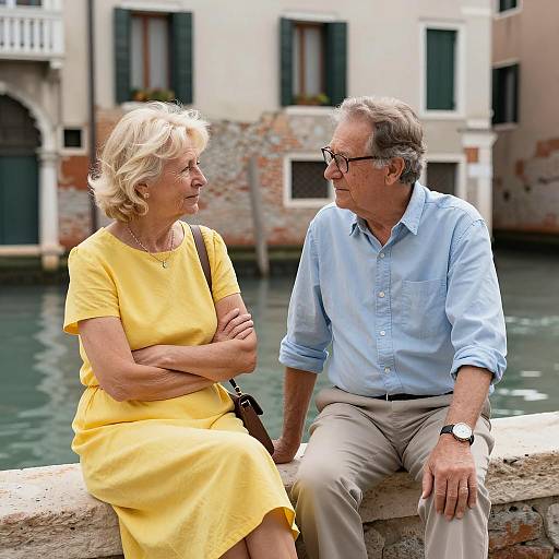 Elderly Couple by Venetian Canal