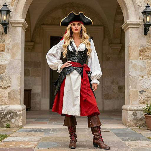 Elegant Female Pirate Costume in Detail