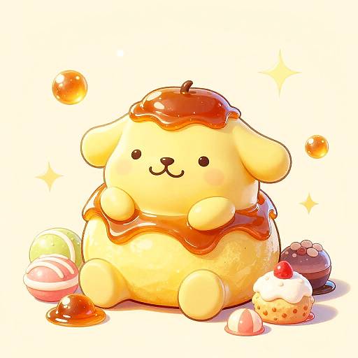 Whimsical Purin Dessert Character