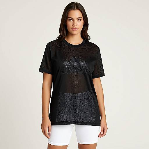 Sporty Woman in Adidas Mesh T-Shirt