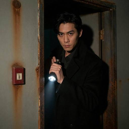 Mysterious Figure in Dimly Lit Space