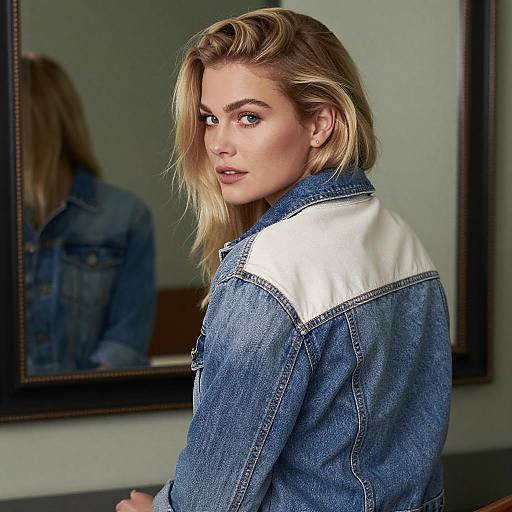 Blonde Woman in Denim Jacket Portrait