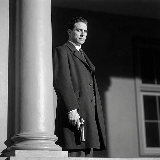 Mysterious Man on Balcony at Night