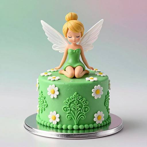 Tinkerbell Figurine on Floral Cake