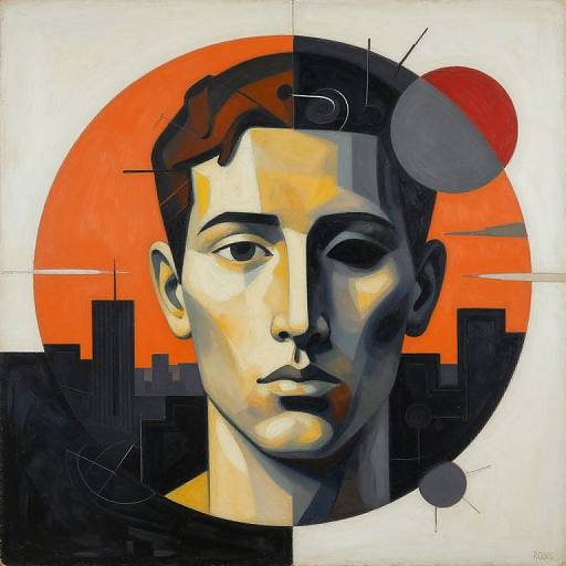Abstract Portrait with Desolate Cityscape