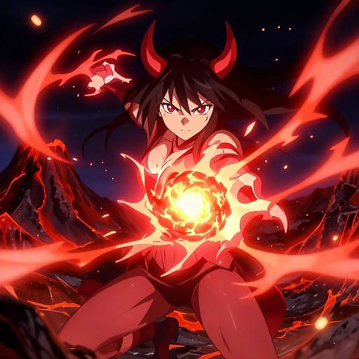 Anime Girl Demon Core Battle Pose