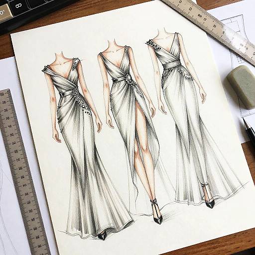 Elegant Evening Gown Fashion Sketches